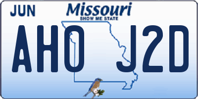 MO license plate AH0J2D