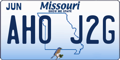 MO license plate AH0J2G