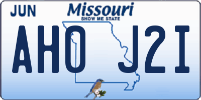 MO license plate AH0J2I
