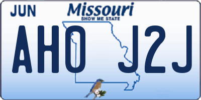 MO license plate AH0J2J