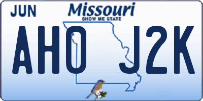 MO license plate AH0J2K