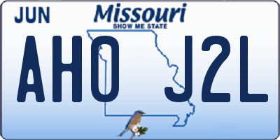 MO license plate AH0J2L