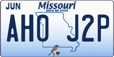 MO license plate AH0J2P