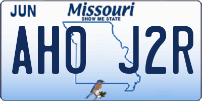 MO license plate AH0J2R