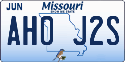 MO license plate AH0J2S