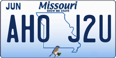 MO license plate AH0J2U