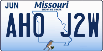 MO license plate AH0J2W