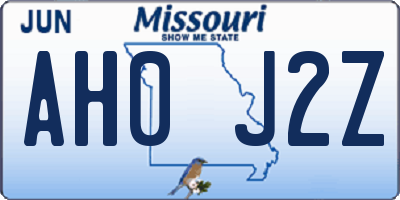 MO license plate AH0J2Z