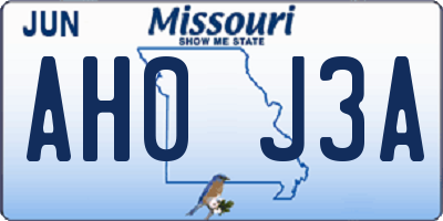 MO license plate AH0J3A