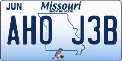 MO license plate AH0J3B