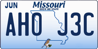 MO license plate AH0J3C