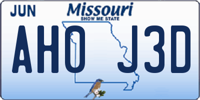 MO license plate AH0J3D