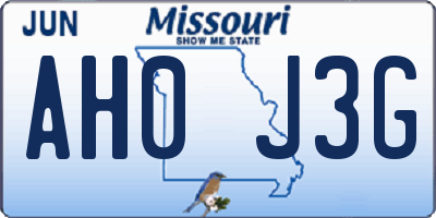 MO license plate AH0J3G