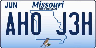 MO license plate AH0J3H