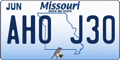 MO license plate AH0J3O