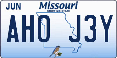 MO license plate AH0J3Y
