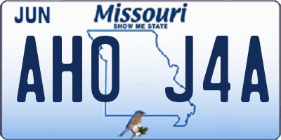 MO license plate AH0J4A