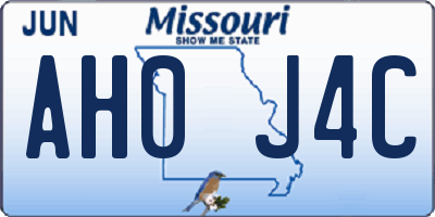 MO license plate AH0J4C