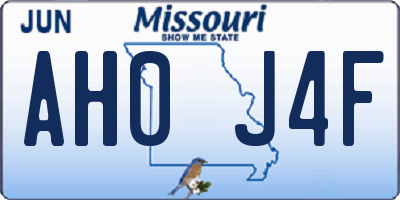 MO license plate AH0J4F