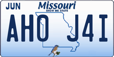 MO license plate AH0J4I