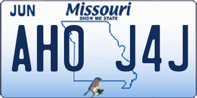 MO license plate AH0J4J