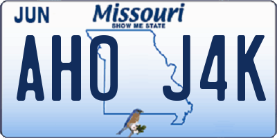 MO license plate AH0J4K