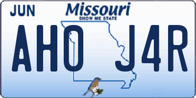 MO license plate AH0J4R