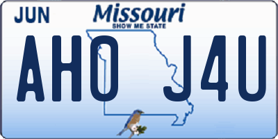 MO license plate AH0J4U