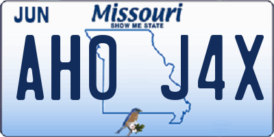 MO license plate AH0J4X