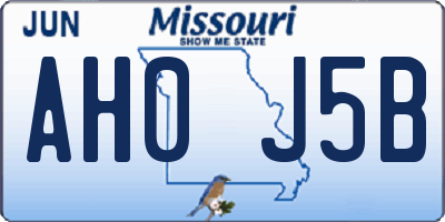 MO license plate AH0J5B