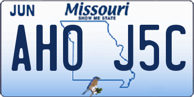 MO license plate AH0J5C