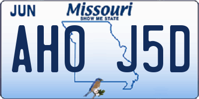 MO license plate AH0J5D