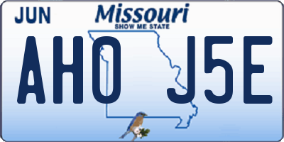 MO license plate AH0J5E