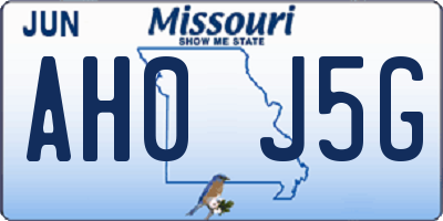 MO license plate AH0J5G