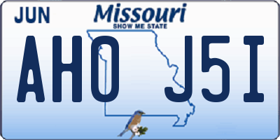 MO license plate AH0J5I