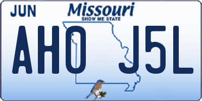 MO license plate AH0J5L