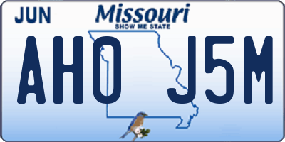MO license plate AH0J5M