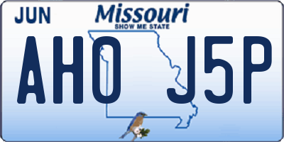 MO license plate AH0J5P
