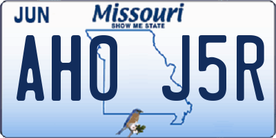 MO license plate AH0J5R