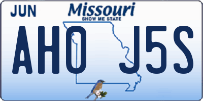 MO license plate AH0J5S