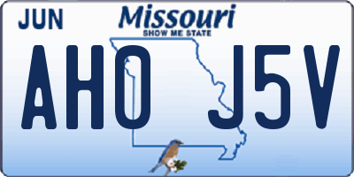 MO license plate AH0J5V