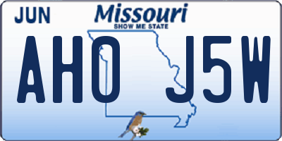 MO license plate AH0J5W