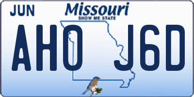 MO license plate AH0J6D
