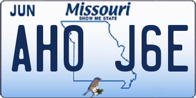 MO license plate AH0J6E