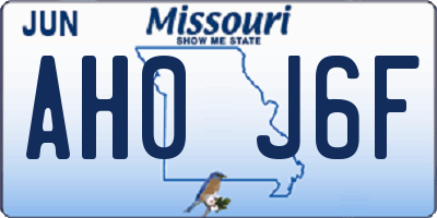 MO license plate AH0J6F