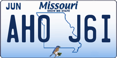 MO license plate AH0J6I