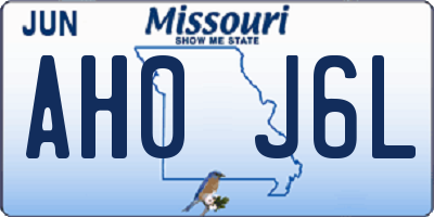 MO license plate AH0J6L