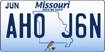 MO license plate AH0J6N