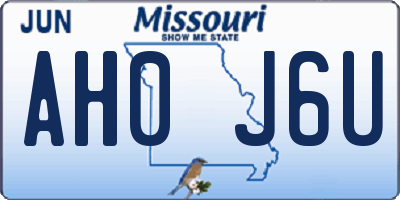 MO license plate AH0J6U