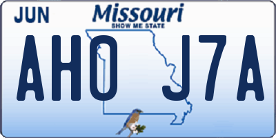 MO license plate AH0J7A